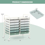 Giantex 12 Drawers Rolling Cart, Mobile Storage Drawer Cart, Classroom Organizer Cart for Office School Supplies Tools Scrapbook Paper Craft Small Printer, Utility Cart on Wheels, Green Gradient - Image 3