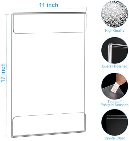 EHWINE Acrylic Sign Holder 8.5 x 11 Wall Mount, 3 Pack Horizontal Display - Image 3
