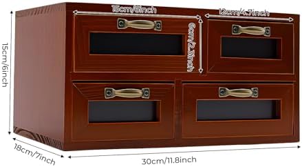 Desktop Storage Cabinet with 4 Drawers,Wooden Storage Drawers for Table,Decorative Desk Organizing Cabinets for Home and Office - Image 2