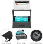 aboxoo Printer Stand for Desk with Storage Drawer, 2 Tier Desktop Or Under Desk Shelf, Multi-Purpose Desks Organizer for Home Office, fit Fax Machine/3D Printer/Scanner, Black - Image 2