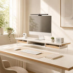 Fenge 42.5-Inch Monitor Stand with 2 Flexible Drawers, White - Image 6