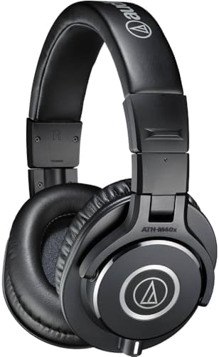 Audio-Technica ATH-M40x Professional Monitor Headphones (Black) Bundle with USB-C Headphone Adapter w/Built-in DAC + Headphone Case + Cleaning Cloth (4 Items) - Image 2