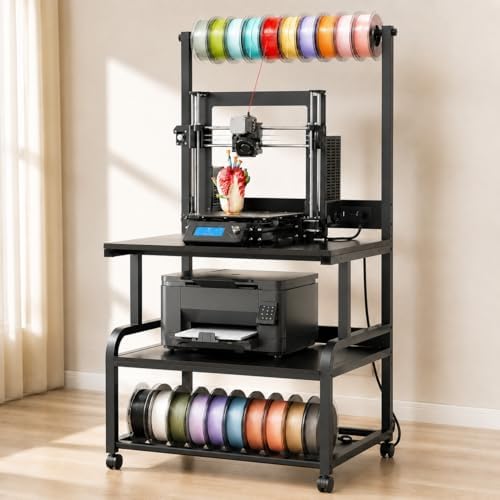 Homieasy 3D Printer Stand with Charging Station, 29.1" x22.8", Black by Homieasy