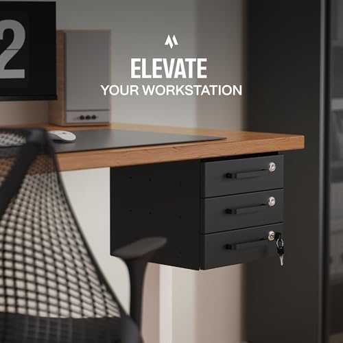 Under Desk Drawer Slide-Out - Lockable Metal Storage Drawers with Cable Management for Office & Home (Triple, Non-Bracketed) - Image 3