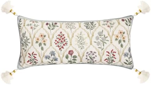 ISAENNE Designer Vintage Linen Throw Pillow Cover,28"x12"-Serenity B by Isaennehomedecoration