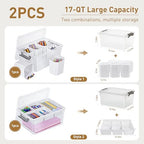 Citylife 17QT 2Packs Clear Craft Organizers and Storage Bins with Lids - Image 2