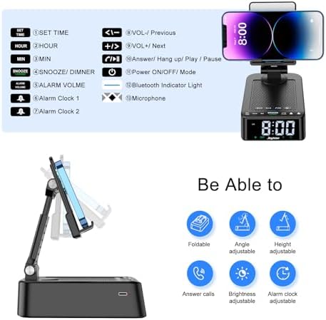 Gifts for Men Women, Phone Stand with Bluetooth Speaker 360° Rotable Angle - Image 5