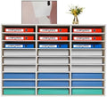 Literature Organizer 27 Slots Compartments Desktop File Sorter Mail Center Paper Storage Cabinet Home & Office Mailbox School Classroom Keepers (Grey) by TuBaSaki
