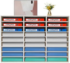 Literature Organizer 27 Slots Compartments Desktop File Sorter Mail Center Paper Storage Cabinet Home & Office Mailbox School Classroom Keepers (Grey) by TuBaSaki