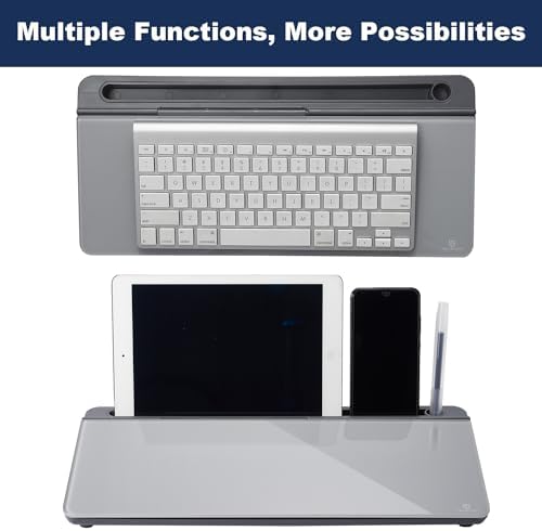 TSJ OFFICE Desktop Whiteboard Dry-Erase-Board - Computer Keyboard Stand White Board Surface Pad with Drawer, Desk Organizers with Accessories for Office, Home, School Supplies - Complete Grey - Image 5