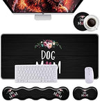 Keyboard Wrist Rest+Mouse Wrist Pad+Desk Pad Set,Memory Foam Ergonomic Easy Typing Pain Relief for Computer Laptop Office Home - Dog Mom Floral by DSRGRGFDJ