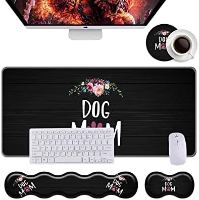 Keyboard Wrist Rest+Mouse Wrist Pad+Desk Pad Set,Memory Foam Ergonomic Easy Typing Pain Relief for Computer Laptop Office Home - Dog Mom Floral by DSRGRGFDJ