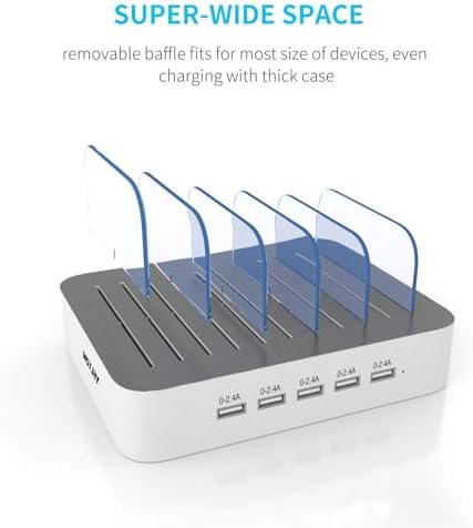 MSTJRY Charging Station for Multiple Devices : 5 Port Multi USB-A Charger Stations Multi-Device Organizer Charging Dock Designed for iPhone iPad Cell Phone Tablets (7 Short Cables Included) - Image 5