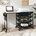 Craft Table with Wheels & Drawer,Extendable Cart with Pegboard,Black by Natwind