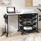 Craft Table with Wheels & Drawer,Extendable Cart with Pegboard,Black by Natwind