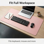 Leather Desk Pad Protector,(Pink, 24" x 47") Non-Slip Desk Pad,on-Slip PU Leather Large Mouse Pad,Easy Clean Desk Protecor Mat,Writing Pad for Office Work/Home/Decor - Image 5