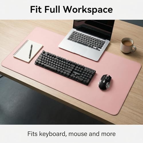 Large Office Leather Desk Mat, (20"x40", Pink) Mouse and Keyboard Pad, Computer and Laptop Mat, Desktop Protector and Cover, Writing Pad and Blotter - Image 5