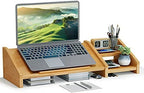 Ufine Bamboo Laptop Stand for Desk with Storage Computer Monitor Riser by Ufine