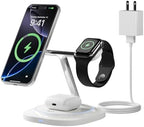 3 in 1 Magnetic Wireless Charger for Apple - Fast Charging Station Compatible with MagSafe for iPhone17-12, Apple Watch& AirPods, Phone and Watch Charger Stand for Desktop Bedside Nightstand (White) by WAYLITEWirelessCharger