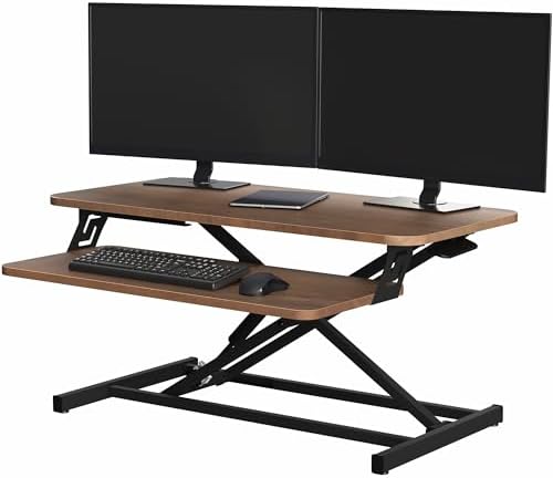 VIVO Dark Walnut 32 inch Standing Desk Riser, DESK-V000SD by VIVO