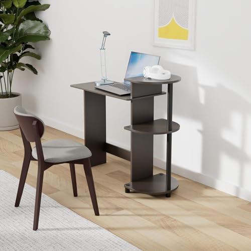 Furinno Compact Desk, 28.5" Wide Gaming Desk with Shelves, Computer Desk with Book Shelf, Office Desk for Home Office, Study Room, Dorm, Bedroom, Espresso - Image 2