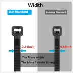 1000PCS 14 inch Black Zip Ties 75LBS Tensile Strength Self-Locking heavy duty UV Resistant Cable Tie Wraps for indoor and outdoor use(Black) - Image 3