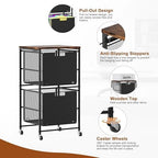 EasyPAG Rolling Storage Cart with 2 Drawers, Under Desk File Cabinet on Lockable Wheels, Movable Letter Size Hanging File Folder Organizer with Wooden Printer Stand for Home Office, Black - Image 2