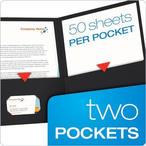 Oxford Twin-Pocket Folders,Textured Paper,Letter Size,Black,Holds 100 Sheets,Box of 25 (57506EE),8-1/2 x 11,(Pack of 5) - Image 2