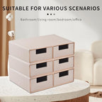 Linen Leather Desk Organizer with Drawers－Mini Desktop Drawer Organizer Stackable－Multifunctional Tabletop Organization Storage Box for Office Supplies Home Vanity Toiletries (Beige, 2-drawers) - Image 5