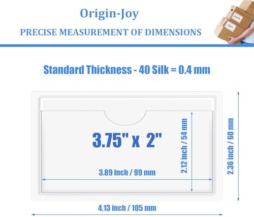 Origin-Joy 35 PCS Self Adhesive Index Card Pockets with Top Open, Clear Plastic Label Holder for Cards of Note, Library and Business, Adhesive Label Pockets & Card Holder (3.75 x 2 inch) - Image 2