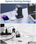 10ft Long Extension Cord, Flat Plug Surge Protector Power Strip - Image 6