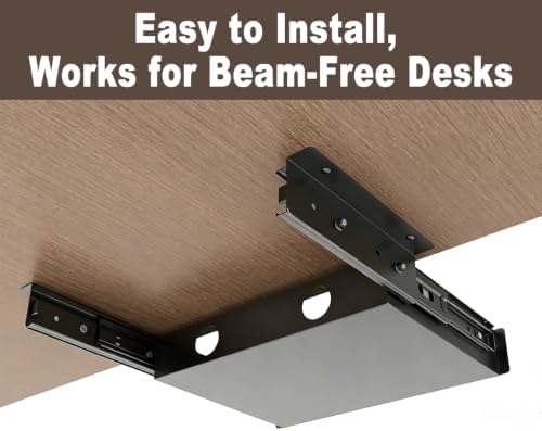 13.4" W Under Desk Drawer Slide Out Storage W/Cable Management - Image 4