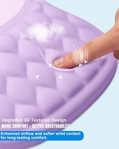 Ergonomic Mouse Pad with Sloped Memory Foam Wrist Rest, Purple&Grey - Image 4