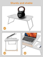 Lap Desk for Couch/Sofa/Floor, 5-Angle Adjustable Bed Desk with Foldable Legs &Cup Holder, Light Weight Bed Tray Table for Writing/Eating/Reading, Portable Laptop Stand for Adults, Kids - Image 6