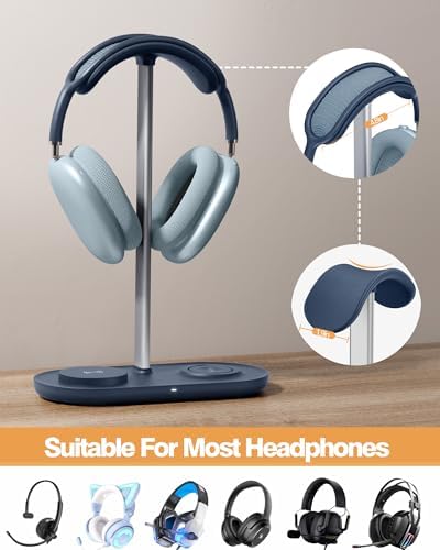 HiWe Headphone Stand, 2-in-1 MagSafe Wireless Charger for iPhone/iWatch - Image 2