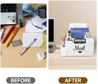 Wood Desk Organizer, Mail Organizer Countertop with 2 Pen Holders - Image 6