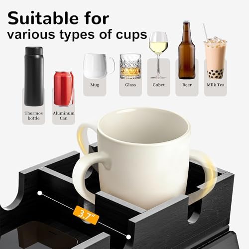 Korser Couch Armrest Table, Sofa Arm Tray with Removable Cup Holder, 2 in 1 Anti-Slip Armrest Tray Table for Couch, Bamboo Foldable Couch Cup Holder for Drinks Snacks Phone Remote Control - Image 5