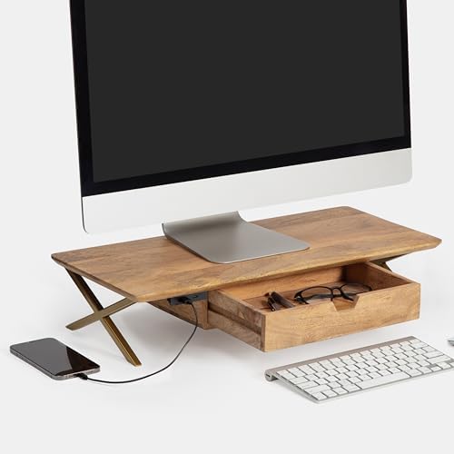 Anji Mountain Monitor Stand for Desk - Desktop Organizer & Laptop Riser, Ergonomic Monitor Riser, Space-Saving, Durable, Easy Assembly & Ideal for Home & Office,Natural, 24-Inch, Pro Edition by AnjiMountain