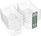 Tiawudi 12 Pack Plastic Storage Bins, Multi-Use Organizer Bins, Pantry Organizer, Clear Storage Containers for Home, Kitchen, Office, Cabinet, Shelf and Fridge Organization by Tiawudi