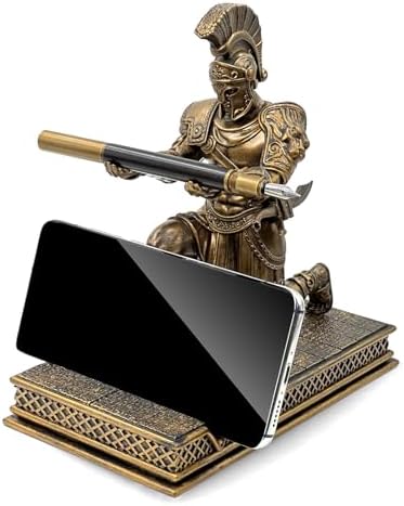 Roman Warrior Pen Holder Knight Desktop Accessories Resin Pen Holder as a Gift for Office and Home (Bronze) by Unknown