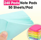 240 Pads Sticky Notes 3x3, Self-Stick Pads Bulk Bright Colors, School Supplies, Office Products, 50 Sheet/Pad - Image 4