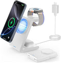 Wireless Charger Magnetic for Apple Devices - JoyGeek 3 in 1 Foldable Charging Station for Magsafe Compatible with iPhone 16 15 14 13 12 Pro Max Plus, Apple Watch 10 9 8 7 6 5 4 SE, AirPods 4/3/2/Pro by JoyGeek
