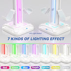 KDD RGB Headset Stand with 9 Light Modes - Controller Holder for Desk - Rotatable Headphone Stand & Detachable Controller Hook for PC Earphone Accessories(White) - Image 2