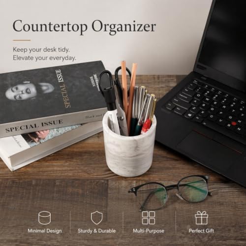 Natural Marble Toothbrush Holder for Bathroom, Stone Pen Cup for Desk - Image 5