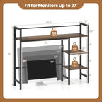 GIANTEX Desktop Bookshelf, 38.5" Dorm Desk Hutch for 27" Monitor (Brown) - Image 3
