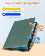 DTTO Leather Case for Galaxy Tab S10 Lite / S10 FE / S9 FE, Midnight Green - Image 6