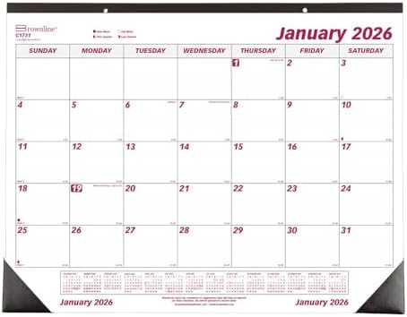 Brownline 2026 Monthly Desk Pad Calendars, 22" x 17", Five-Pack, January-December, English, Burgundy/White - Image 2
