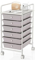 6-Tier Utility Cart with 6 Drawers, Rolling Utility Cart with 2 Lockable Caster Wheels, Multipurpose Mobile Rolling Drawer Cart for Office Bathroom Kitchen, Gray by Shrivee