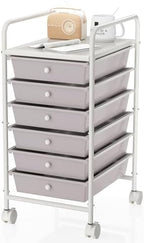 6-Tier Utility Cart with 6 Drawers, Rolling Utility Cart with 2 Lockable Caster Wheels, Multipurpose Mobile Rolling Drawer Cart for Office Bathroom Kitchen, Gray by Shrivee