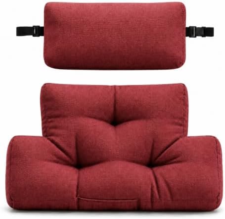 2 Piece Neck Pillow and Lumbar Support Back Cushion Set for Recliner, Red by WhereEaseMeetsGrace